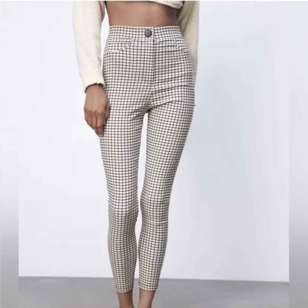 Zara High Rise Legging Windowpane Size S - Picture 1 of 7